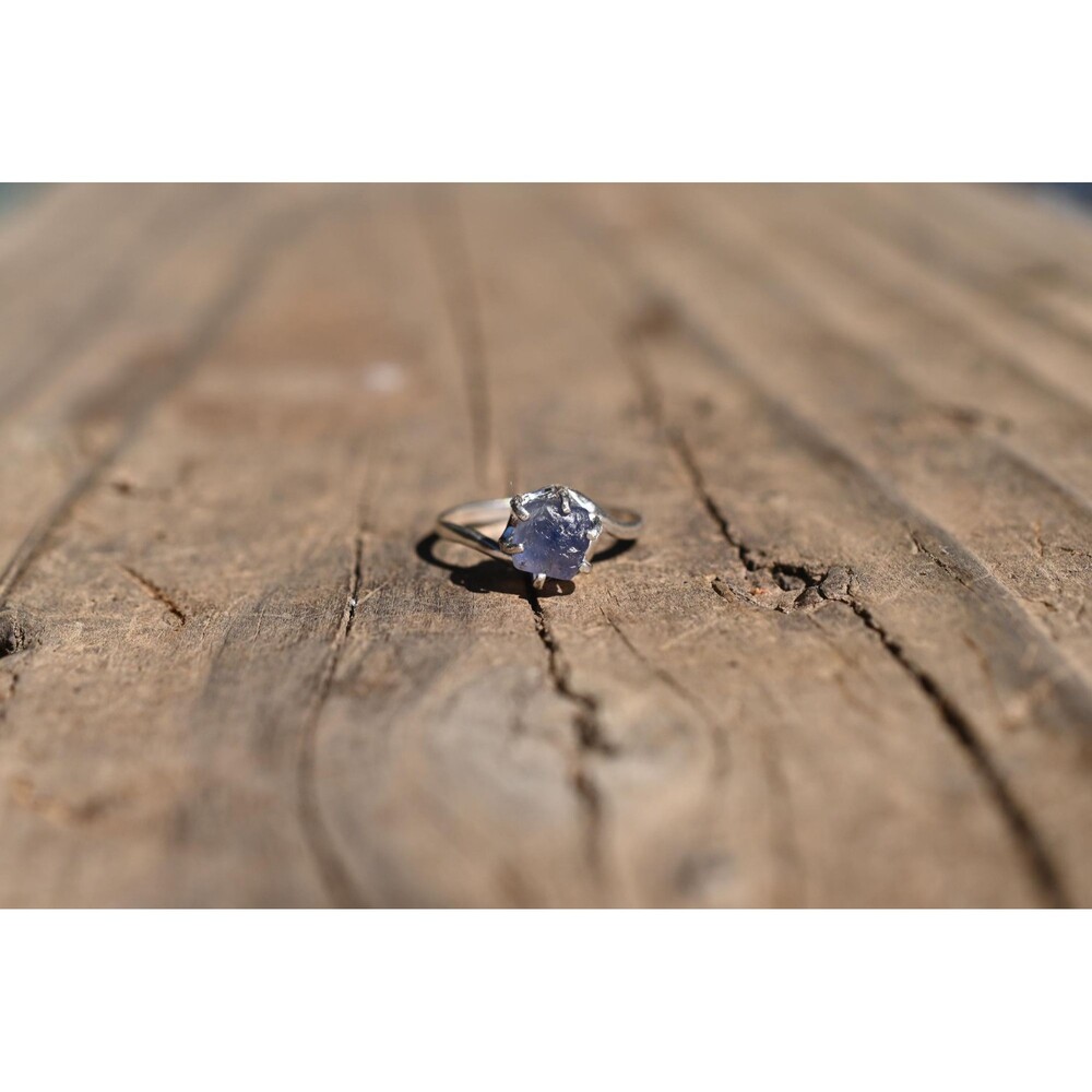 Blue Montana Sapphire Ring: Handmade Sterling Silver Solitaire